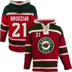 Authentic Old Time Hockey Adult Kyle Brodziak Sawyer Hooded Sweatshirt Jersey - NHL 21 Minnesota Wild