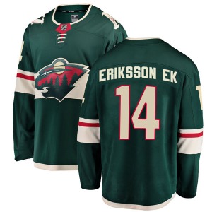 Breakaway Fanatics Branded Youth Joel Eriksson Ek Green Home Jersey - NHL Minnesota Wild