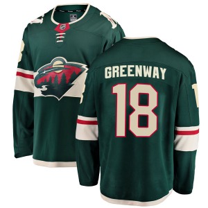 Breakaway Fanatics Branded Youth Jordan Greenway Green Home Jersey - NHL Minnesota Wild