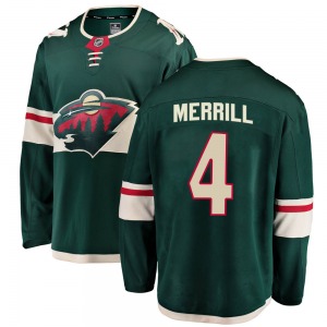 Breakaway Fanatics Branded Youth Jon Merrill Green Home Jersey - NHL Minnesota Wild