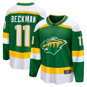 Breakaway Fanatics Branded Youth Adam Beckman Green Special Edition 2.0 Jersey - NHL Minnesota Wild