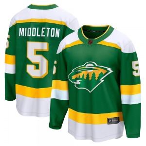 Breakaway Fanatics Branded Youth Jake Middleton Green Special Edition 2.0 Jersey - NHL Minnesota Wild