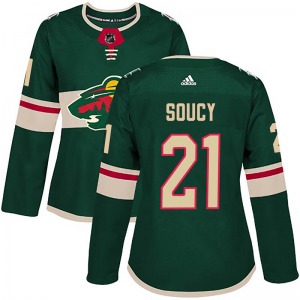 Authentic Adidas Women's Carson Soucy Green Home Jersey - NHL Minnesota Wild