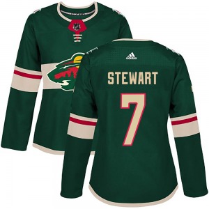 Authentic Adidas Women's Chris Stewart Green Home Jersey - NHL Minnesota Wild