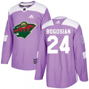 Authentic Adidas Youth Zach Bogosian Purple Fights Cancer Practice Jersey - NHL Minnesota Wild