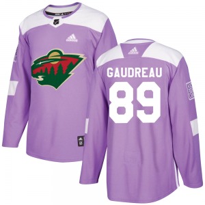 Authentic Adidas Youth Frederick Gaudreau Purple Fights Cancer Practice Jersey - NHL Minnesota Wild