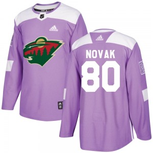 Authentic Adidas Youth Pavel Novak Purple Fights Cancer Practice Jersey - NHL Minnesota Wild