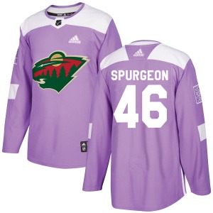 Authentic Adidas Youth Jared Spurgeon Purple Fights Cancer Practice Jersey - NHL Minnesota Wild