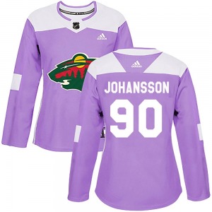 Authentic Adidas Women's Marcus Johansson Purple Fights Cancer Practice Jersey - NHL Minnesota Wild