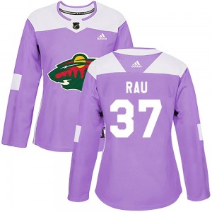Authentic Adidas Women's Kyle Rau Purple Fights Cancer Practice Jersey - NHL Minnesota Wild
