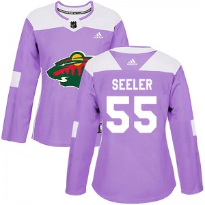 Authentic Adidas Women's Nick Seeler Purple Fights Cancer Practice Jersey - NHL Minnesota Wild