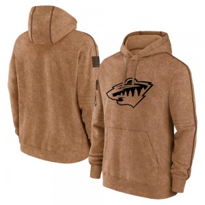 Youth Brown 2023 Salute to Service Club Pullover Hoodie - NHL Minnesota Wild