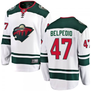 Breakaway Fanatics Branded Youth Louie Belpedio White Away Jersey - NHL Minnesota Wild