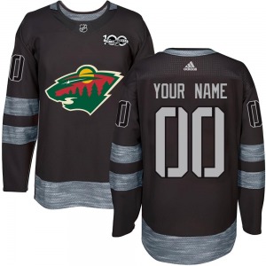 Authentic Adult Custom Black Custom 1917-2017 100th Anniversary Jersey - NHL Minnesota Wild