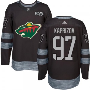 Authentic Adult Kirill Kaprizov Black 1917-2017 100th Anniversary Jersey - NHL Minnesota Wild