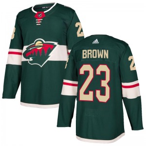 Authentic Adidas Youth J.T. Brown Green Home Jersey - NHL Minnesota Wild