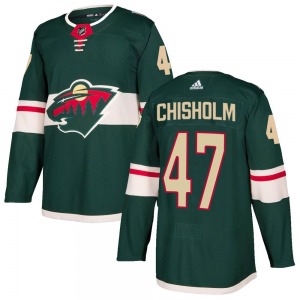 Authentic Adidas Youth Declan Chisholm Green Home Jersey - NHL Minnesota Wild