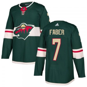 Authentic Adidas Youth Brock Faber Green Home Jersey - NHL Minnesota Wild