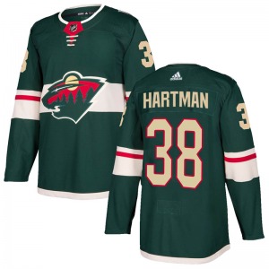 Authentic Adidas Youth Ryan Hartman Green Home Jersey - NHL Minnesota Wild