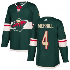 Authentic Adidas Youth Jon Merrill Green Home Jersey - NHL Minnesota Wild