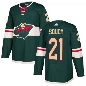 Authentic Adidas Youth Carson Soucy Green Home Jersey - NHL Minnesota Wild