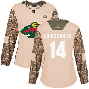 Authentic Adidas Women's Joel Eriksson Ek Camo Veterans Day Practice Jersey - NHL Minnesota Wild