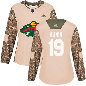 Authentic Adidas Women's Luke Kunin Camo Veterans Day Practice Jersey - NHL Minnesota Wild