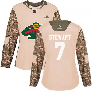 Authentic Adidas Women's Chris Stewart Camo Veterans Day Practice Jersey - NHL Minnesota Wild