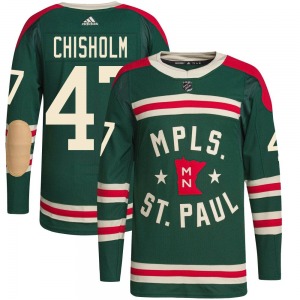 Authentic Adidas Youth Declan Chisholm Green 2022 Winter Classic Player Jersey - NHL Minnesota Wild