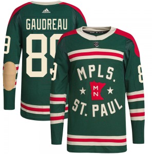 Authentic Adidas Youth Frederick Gaudreau Green 2022 Winter Classic Player Jersey - NHL Minnesota Wild