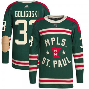 Authentic Adidas Youth Alex Goligoski Green 2022 Winter Classic Player Jersey - NHL Minnesota Wild