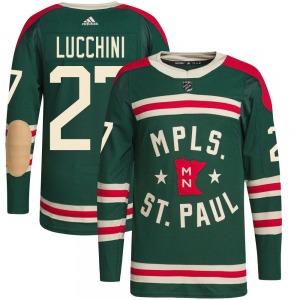 Authentic Adidas Youth Jacob Lucchini Green 2022 Winter Classic Player Jersey - NHL Minnesota Wild