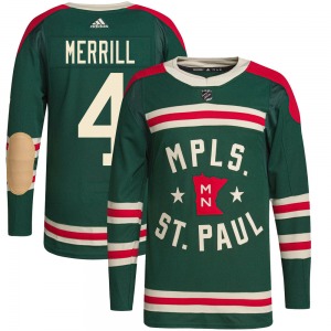 Authentic Adidas Youth Jon Merrill Green 2022 Winter Classic Player Jersey - NHL Minnesota Wild