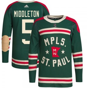Authentic Adidas Youth Jake Middleton Green 2022 Winter Classic Player Jersey - NHL Minnesota Wild