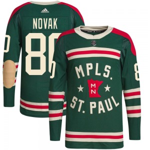 Authentic Adidas Youth Pavel Novak Green 2022 Winter Classic Player Jersey - NHL Minnesota Wild