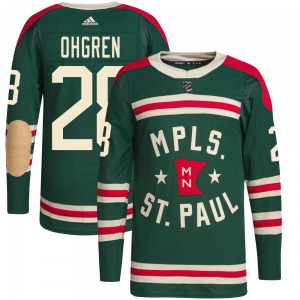 Authentic Adidas Youth Liam Ohgren Green 2022 Winter Classic Player Jersey - NHL Minnesota Wild