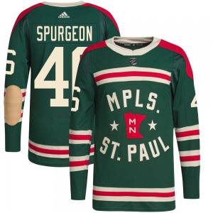 Authentic Adidas Youth Jared Spurgeon Green 2022 Winter Classic Player Jersey - NHL Minnesota Wild