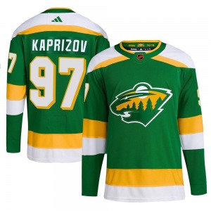 Authentic Adidas Youth Kirill Kaprizov Green Reverse Retro 2.0 Jersey - NHL Minnesota Wild