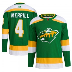 Authentic Adidas Youth Jon Merrill Green Reverse Retro 2.0 Jersey - NHL Minnesota Wild