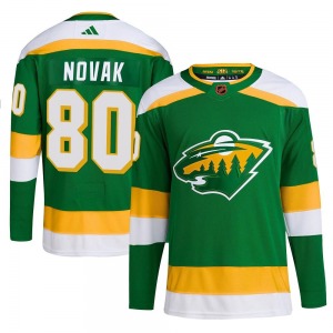 Authentic Adidas Youth Pavel Novak Green Reverse Retro 2.0 Jersey - NHL Minnesota Wild
