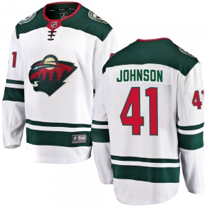 Breakaway Fanatics Branded Adult Luke Johnson White ized Away Jersey - NHL Minnesota Wild