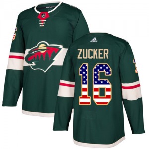 Authentic Adidas Youth Jason Zucker Green USA Flag Fashion Jersey - NHL Minnesota Wild