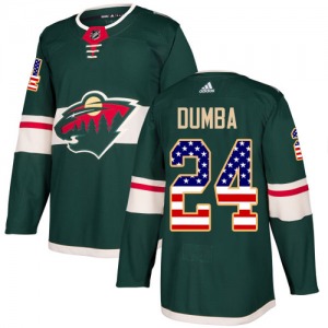 Authentic Adidas Youth Matt Dumba Green USA Flag Fashion Jersey - NHL Minnesota Wild