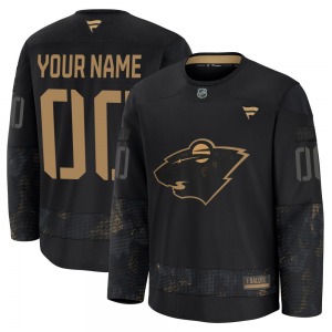 Premium Fanatics Adult Custom Black Custom 2024 Military Appreciation Practice Jersey - NHL Minnesota Wild