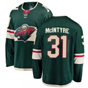 Breakaway Fanatics Branded Youth Zane McIntyre Green Home Jersey - NHL Minnesota Wild