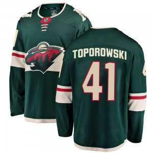 Breakaway Fanatics Branded Youth Luke Toporowski Green Home Jersey - NHL Minnesota Wild
