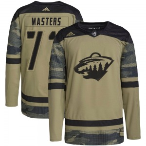 Authentic Adidas Youth Kyle Masters Camo Military Appreciation Practice Jersey - NHL Minnesota Wild