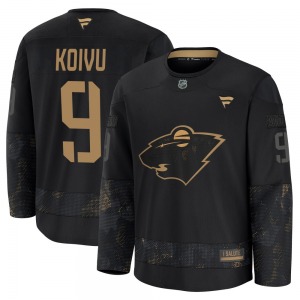Premium Fanatics Youth Mikko Koivu Black 2024 Military Appreciation Practice Jersey - NHL Minnesota Wild