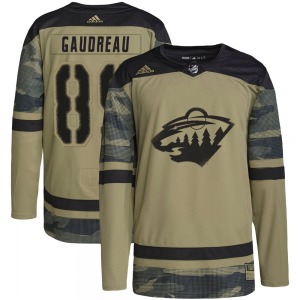 Authentic Adidas Adult Frederick Gaudreau Camo Military Appreciation Practice Jersey - NHL Minnesota Wild