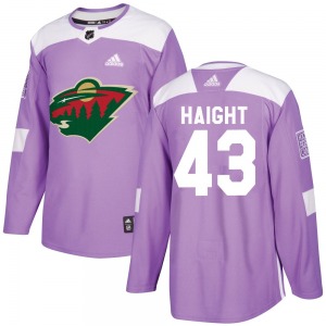 Authentic Adidas Youth Hunter Haight Purple Fights Cancer Practice Jersey - NHL Minnesota Wild